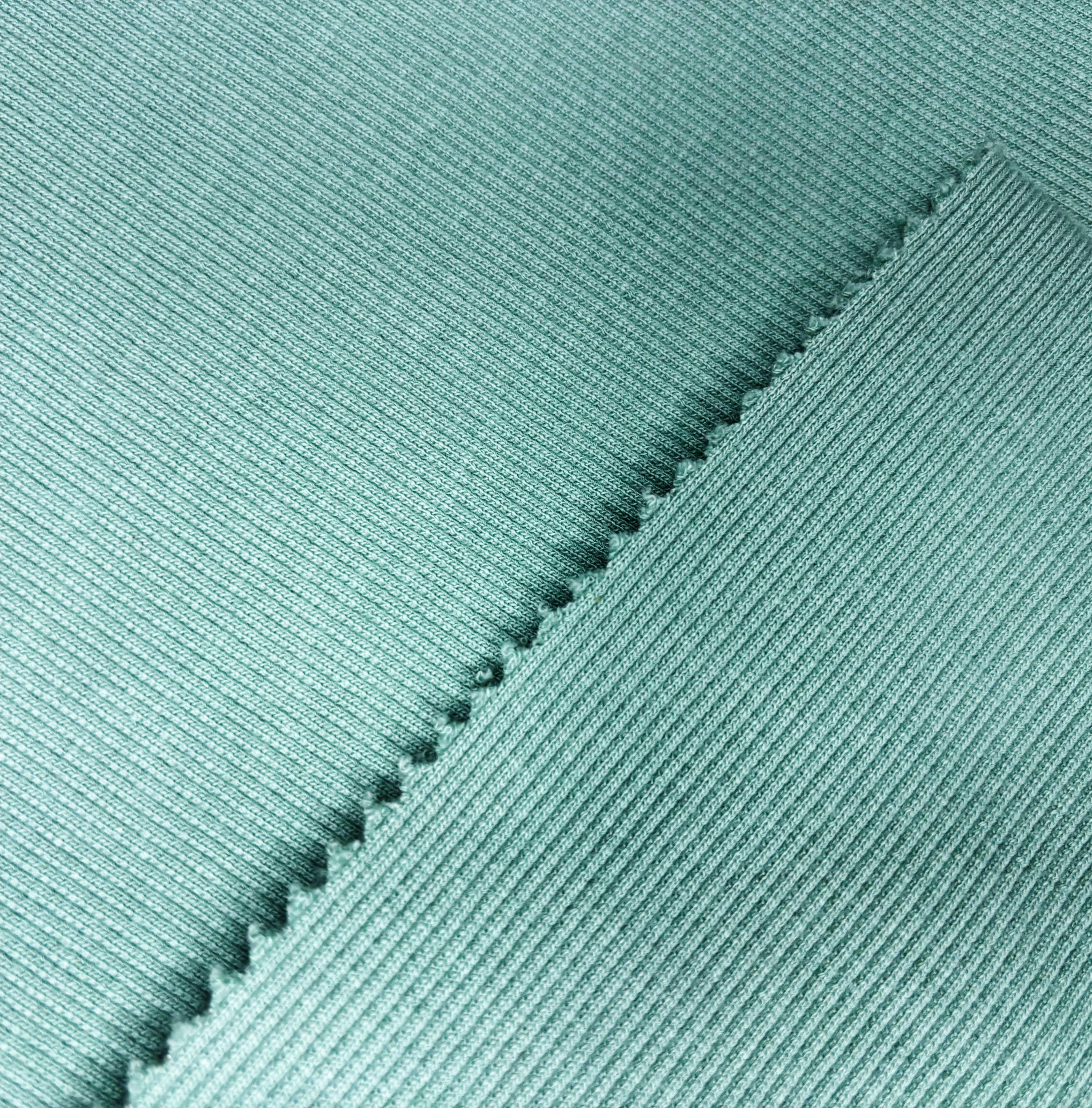 Popular Solid Color Jersey Polyester Spandex Ribbed Elastic Rib Knit Fabric